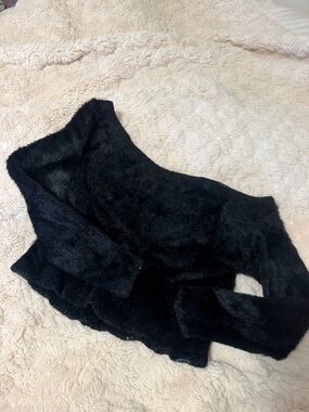 Source Unknown Black Fuzzy Long Sleeve Top